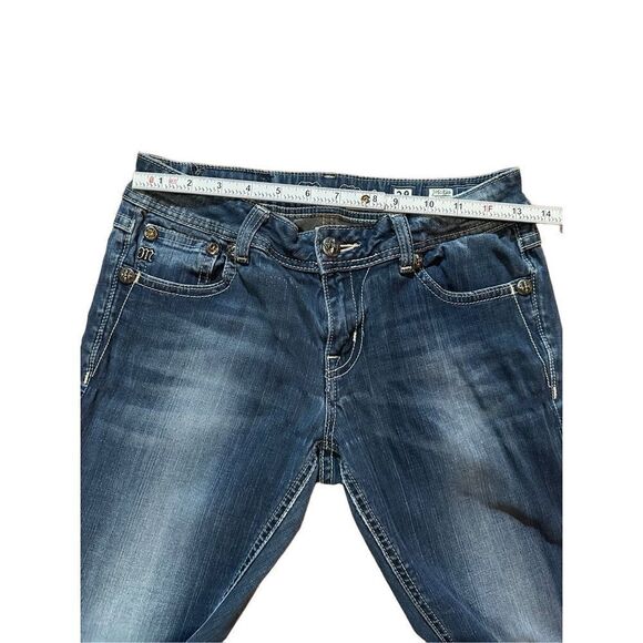 Miss Me Fleur De Lis Dark Wash Low Rise Skinny Jeans Size 28 JP5182G - Picture 6 of 10